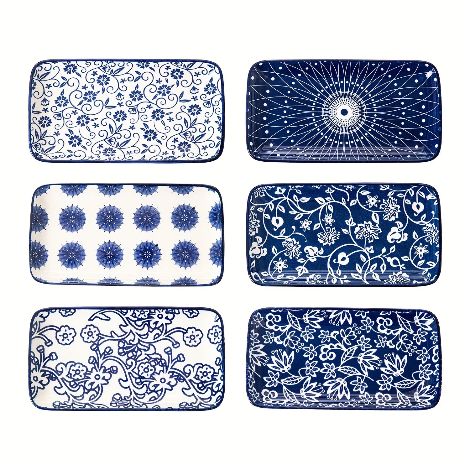 Cerkik 6Pc Rectangle Ceramic Serving Plate Set - ATSProducts