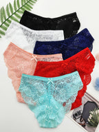 6pcs Jacquard Lace Bow Bikini Panties - ATSProducts