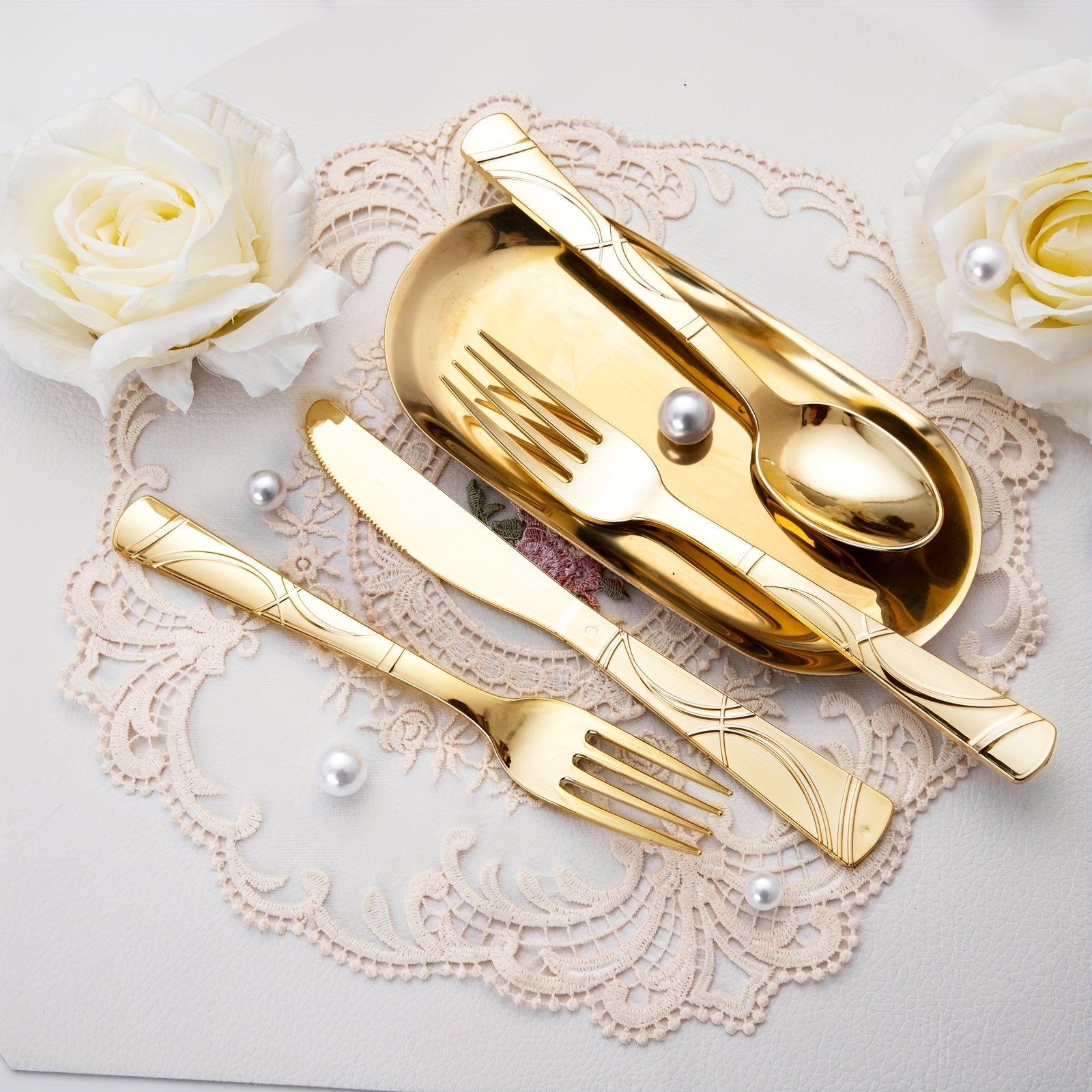 75 Pcs Golden Cutlery Set - ATSProducts