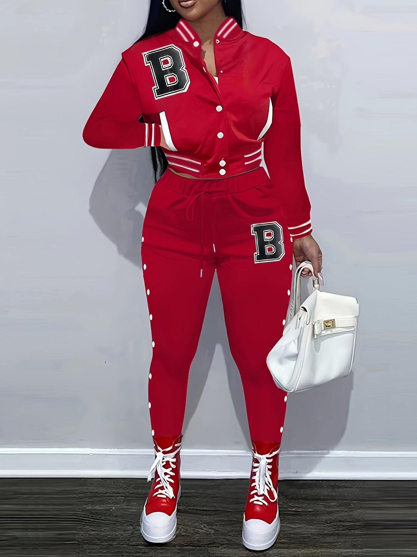 Jacket and Pants Set With Letter "B" Patches - ATSProducts