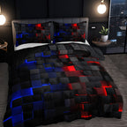 3pcs Stylish Tech-Themed Plaid Duvet Cover Set - ATSProducts