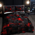 3pcs Stylish Tech-Themed Plaid Duvet Cover Set - ATSProducts