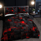 3pcs Stylish Tech-Themed Plaid Duvet Cover Set - ATSProducts