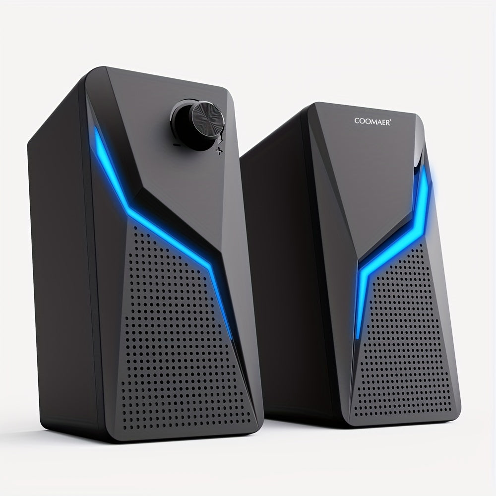 RGB Desktop Speakers, 2.0CH Stereo PC Computer Gaming Speakers 6W - ATSProducts