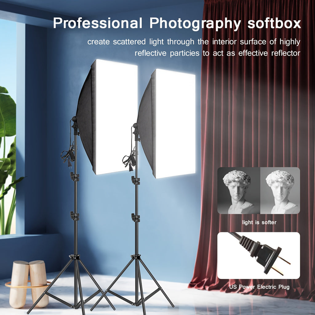BTFOOR US Plug Adapters Softbox Lighting Kit & Tripod - ATSProducts