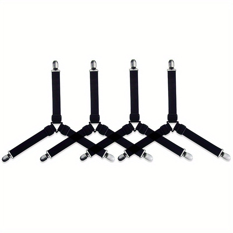 4pcs Invisible Safety Straps Adjustable Metal Clip Elastic Straps for Sofa Cushions and Bedding - ATSProducts