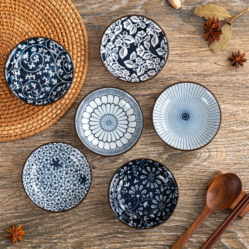 6PC Japanese Floral Ceramic Appetizer Plate Set - ATSProducts