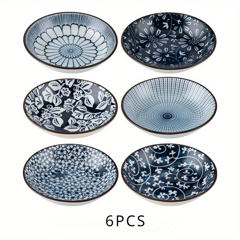 6PC Japanese Floral Ceramic Appetizer Plate Set - ATSProducts