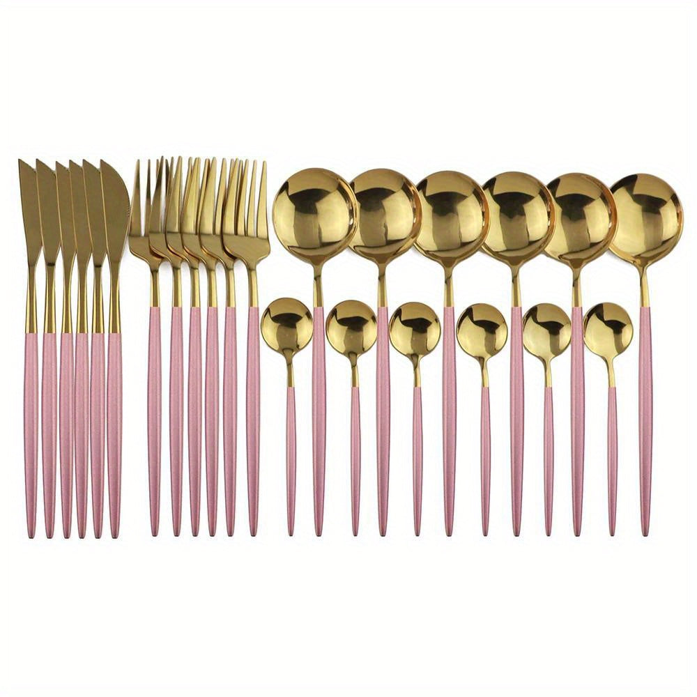 24Pc Gold Silverware Set - ATSProducts