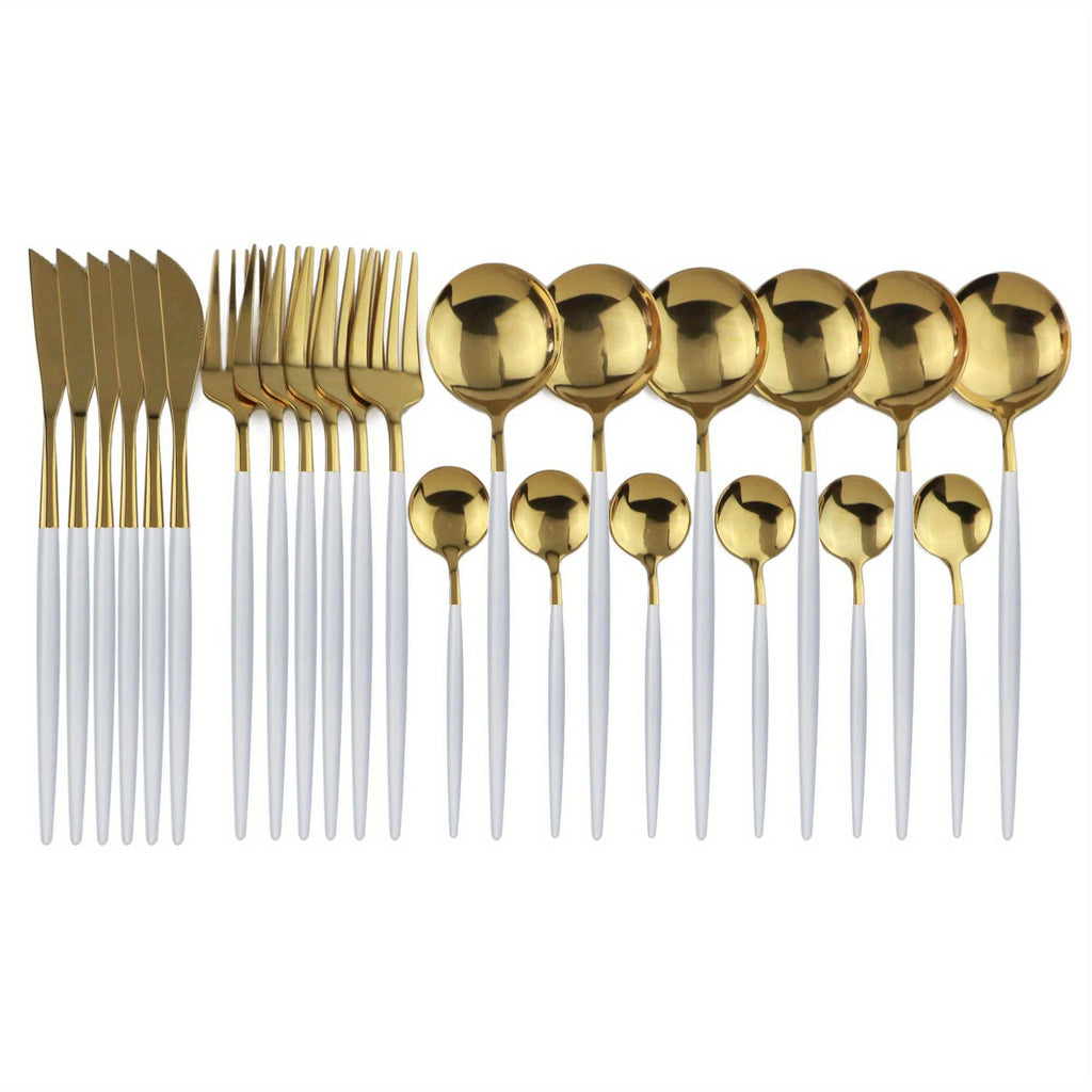 24Pc Gold Silverware Set - ATSProducts