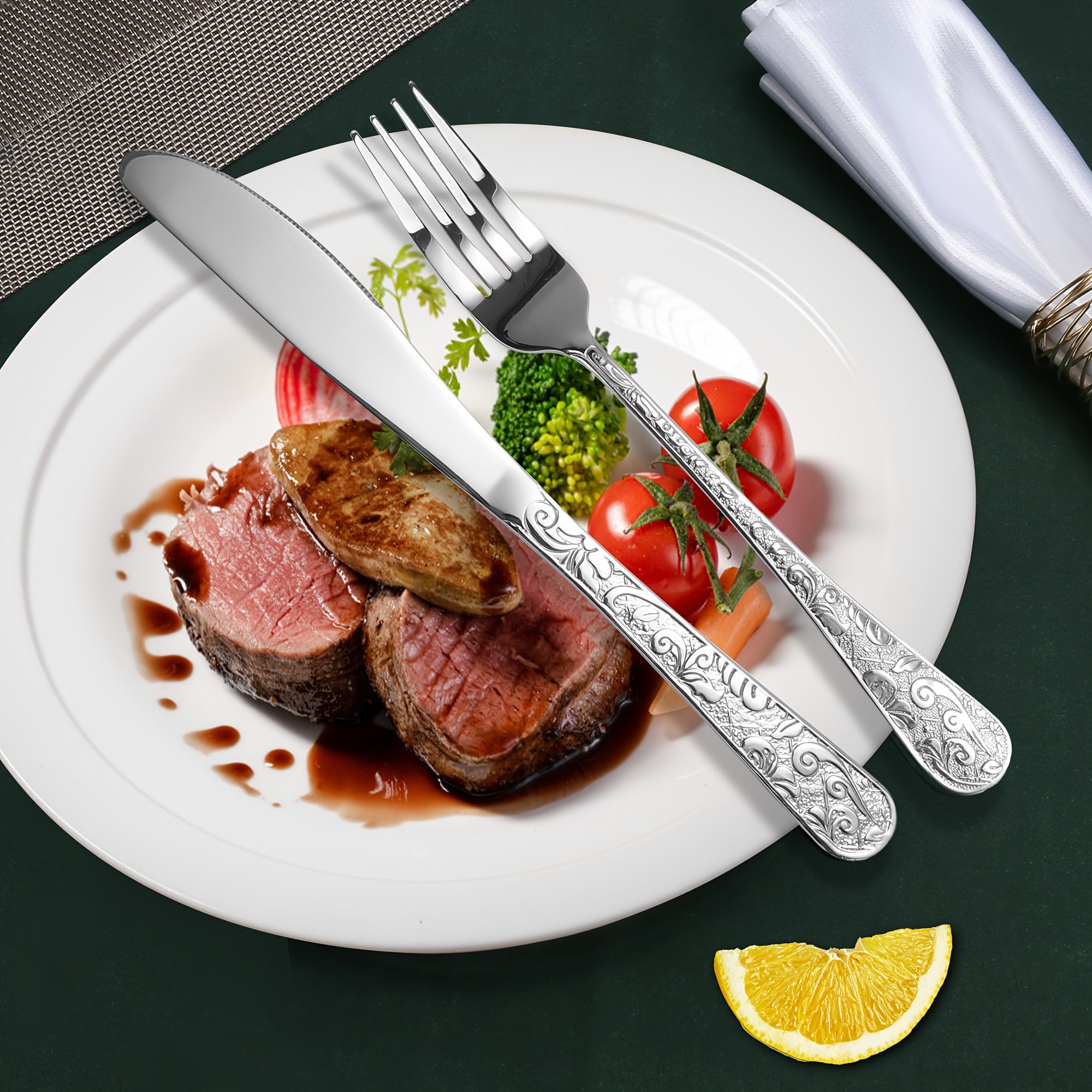 40-Piece Carved Silverware Set - ATSProducts