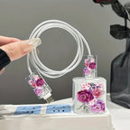 3-Piece Rose Pattern Transparent Charger Case - ATSProducts