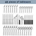 48/72pcs Silverware Set Including Steak Knife - ATSProducts