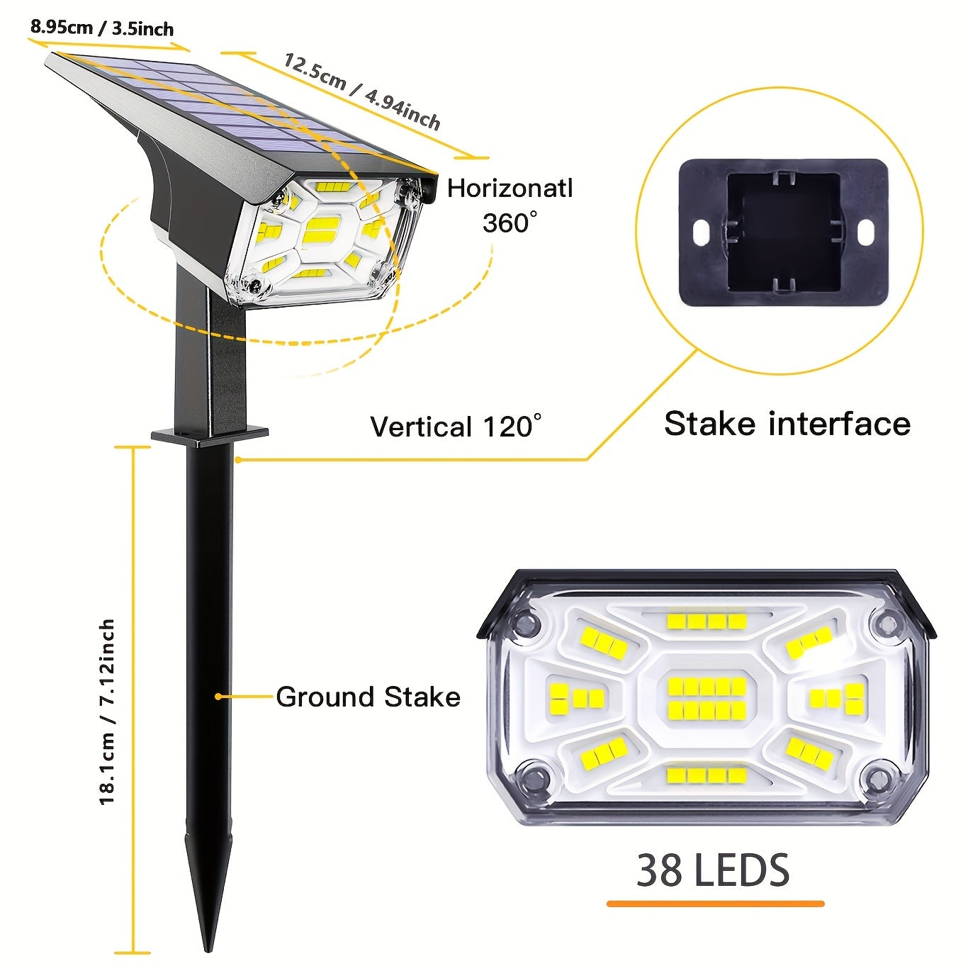 2-Pack 38LED Solar Spotlights - ATSProducts