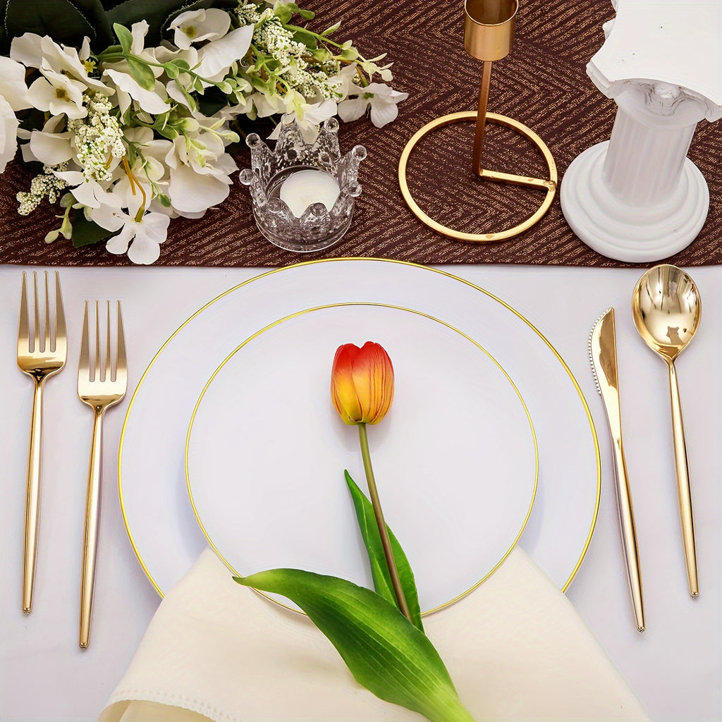 50pc Golden Plastic Cutlery - ATSProducts