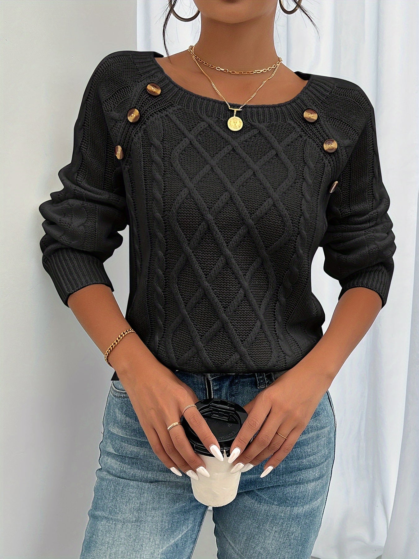 Cable Button Sweater - ATSProducts