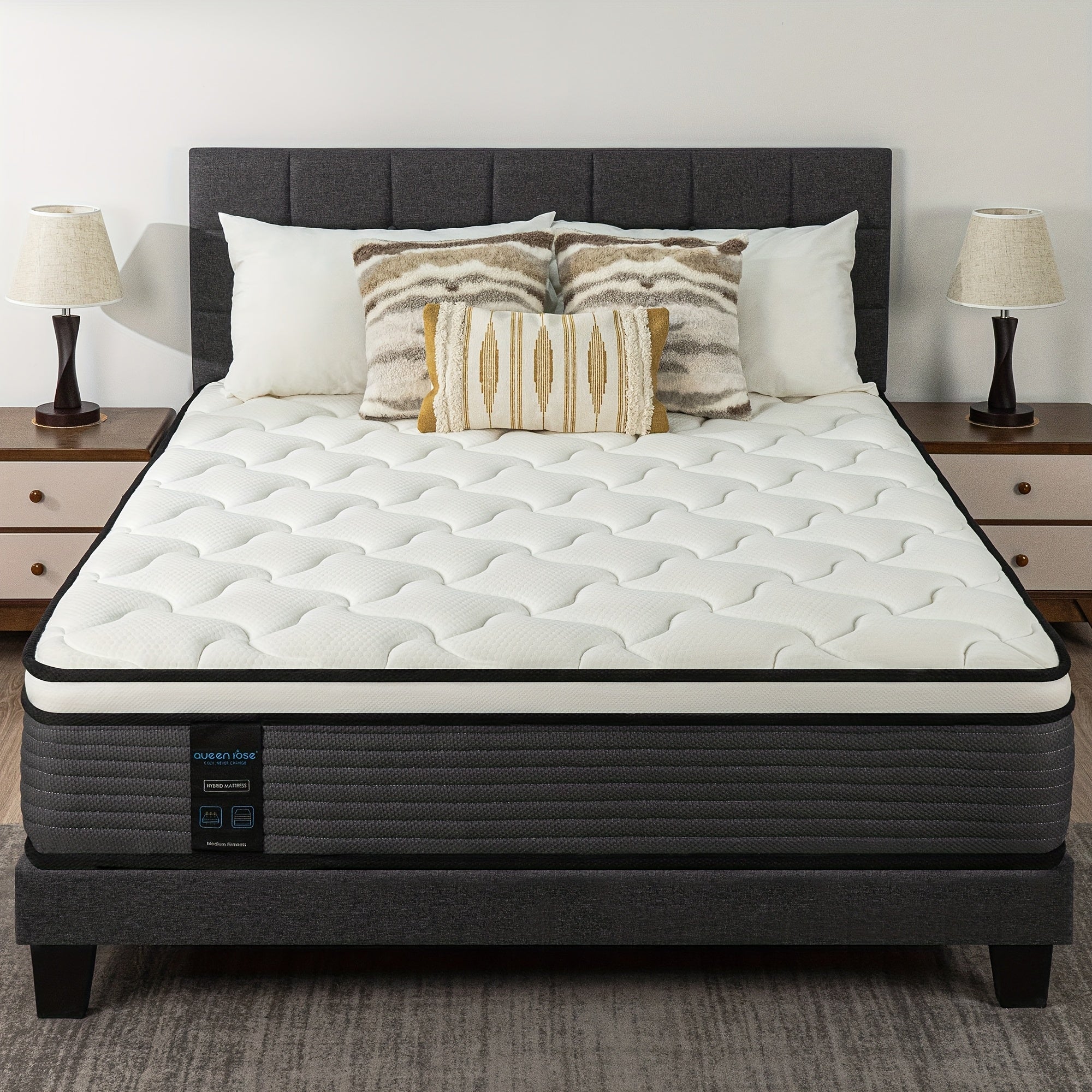 QUEEN ROSE 12 Inch Hybrid Mattress in a Box with Gel Memory Foam - ATSProducts