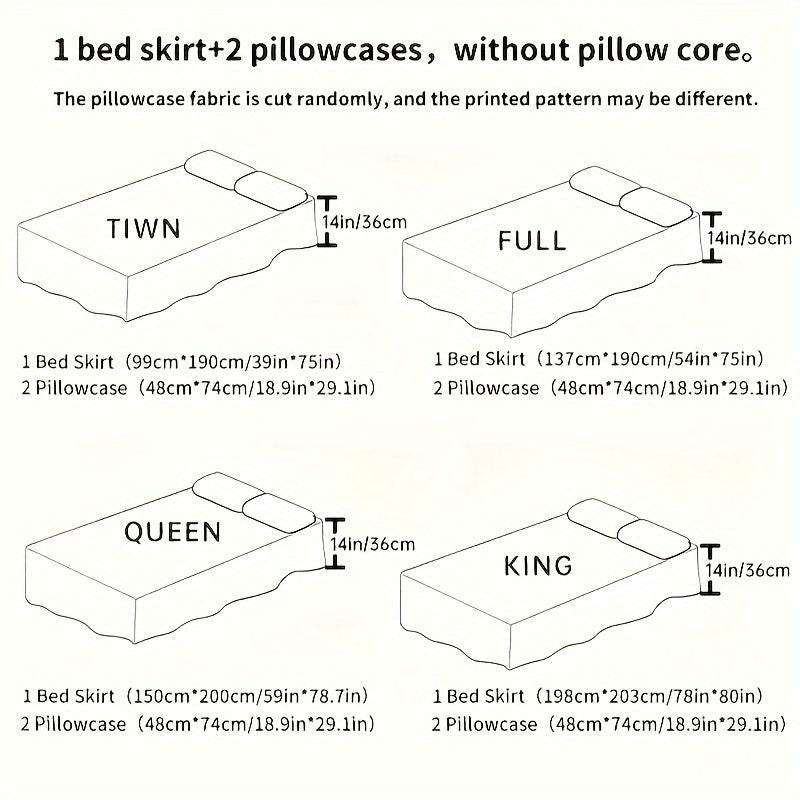 3pcs Tropical Floral Bed Skirt Set - ATSProducts