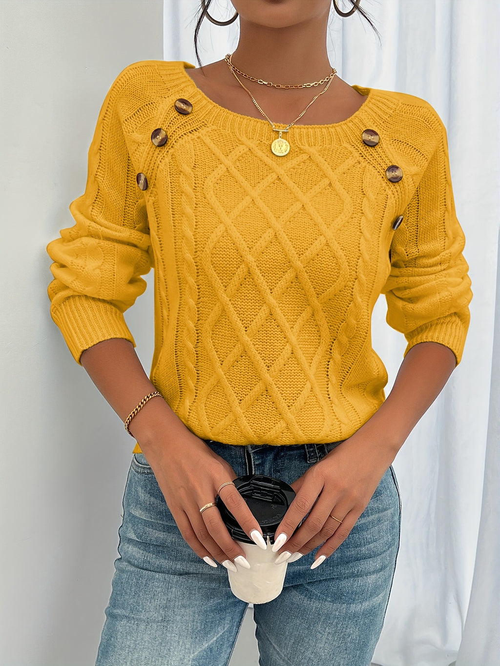 Cable Button Sweater - ATSProducts