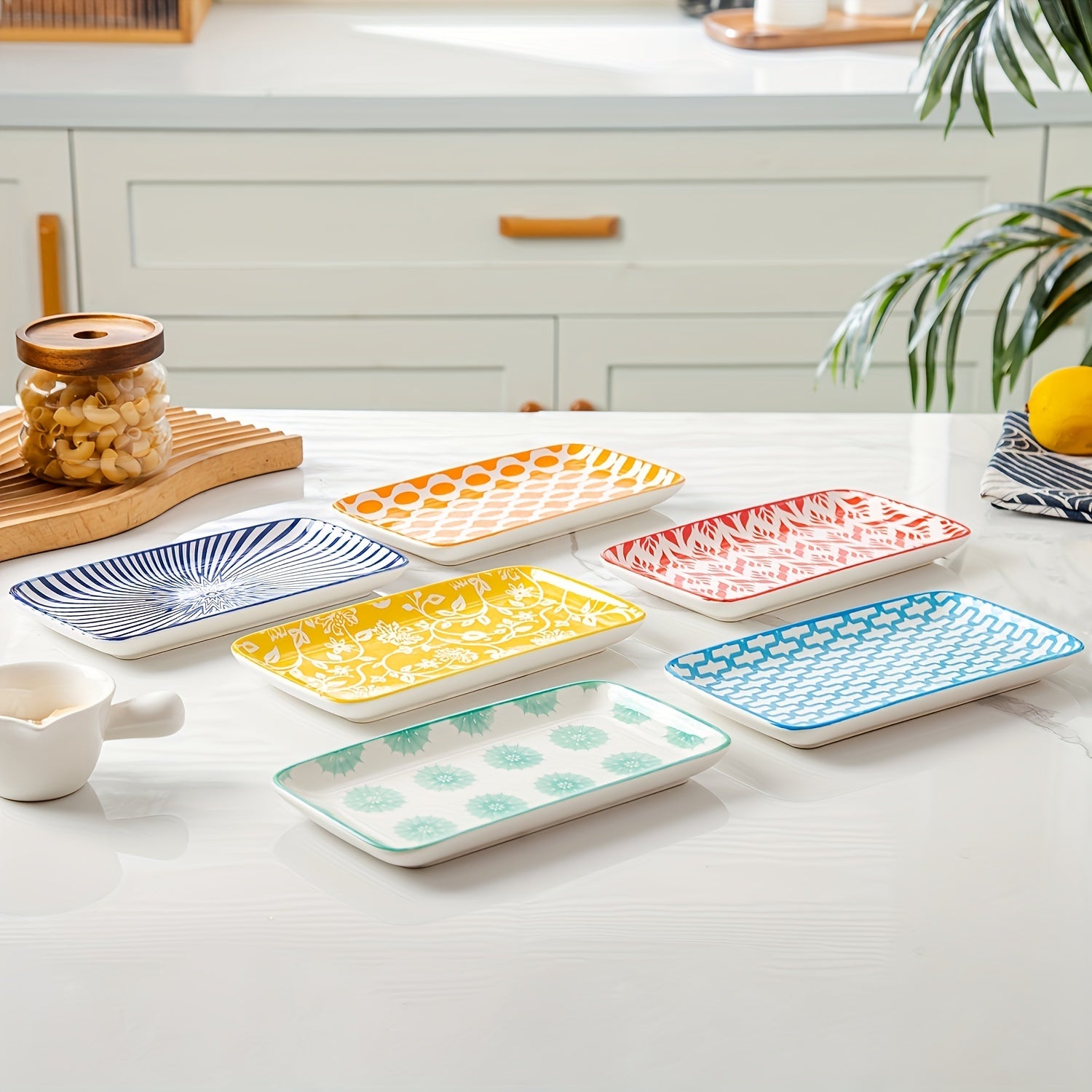 Cerkik 6Pc Rectangle Ceramic Serving Plate Set - ATSProducts