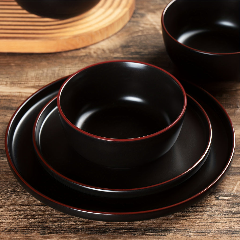 12 Pieces Matte Black Dinnerware - ATSProducts