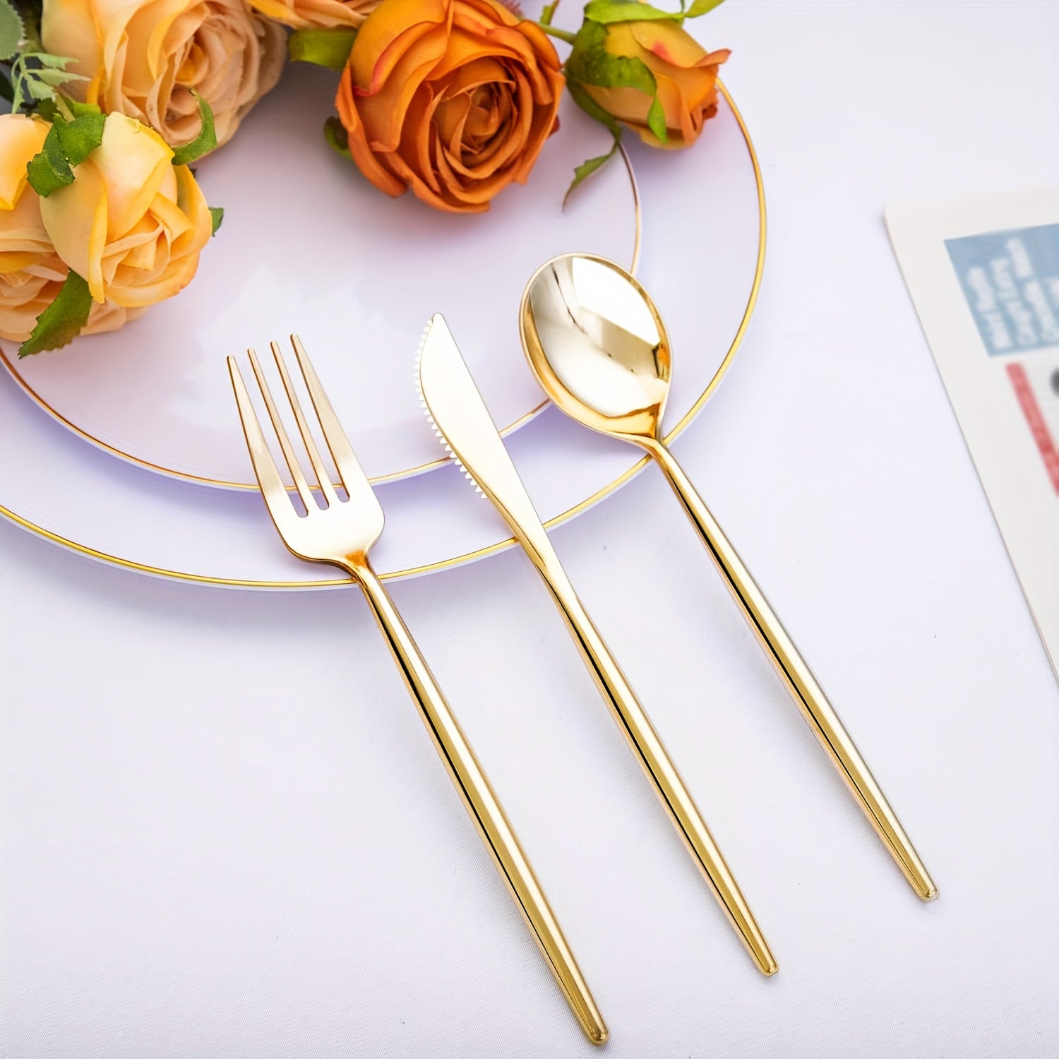 50pc Golden Plastic Cutlery - ATSProducts