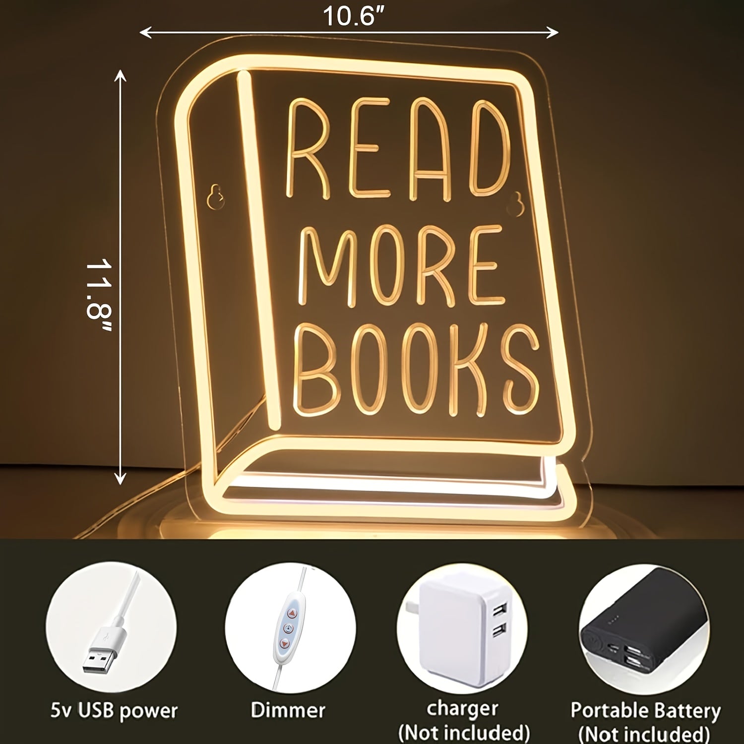 Read More Books Dimmable LED Sign - ATSProducts