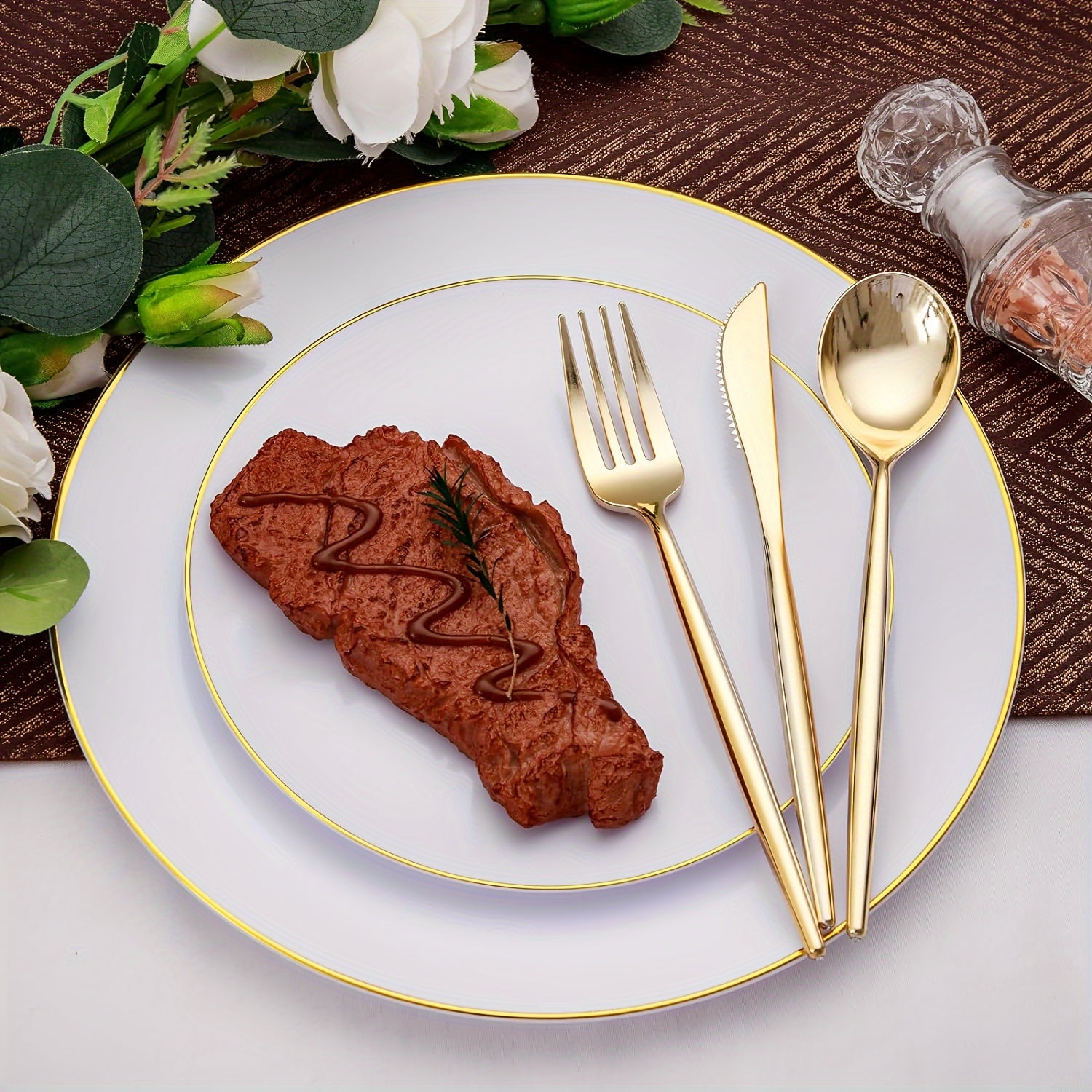 50pc Golden Plastic Cutlery - ATSProducts