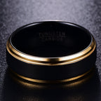 8mm Vacuum Golden Edge Black Matte Tungsten Ring - ATSProducts