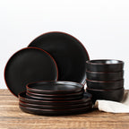 12 Pieces Matte Black Dinnerware - ATSProducts