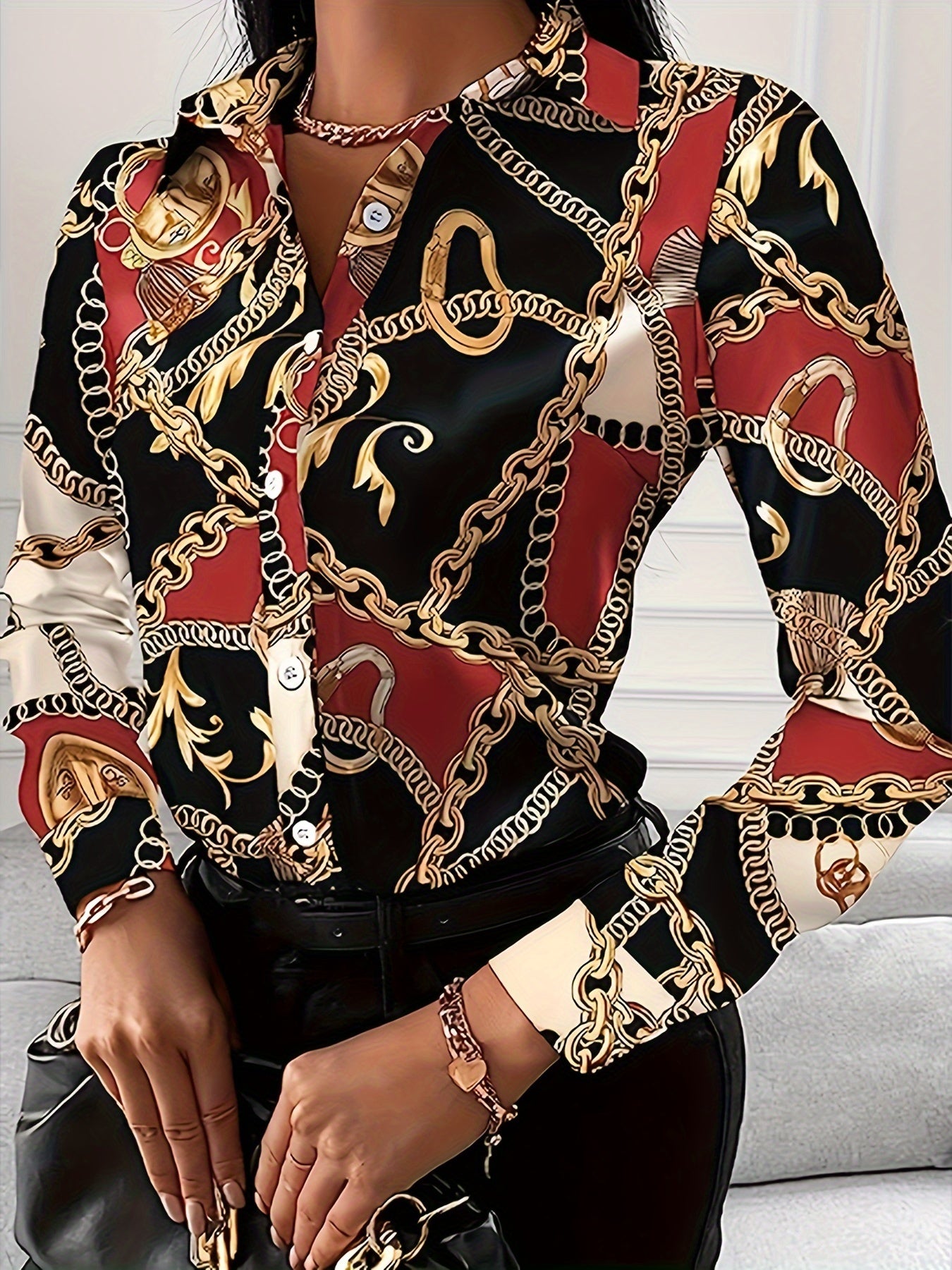 Chain Print Button Shirt - ATSProducts