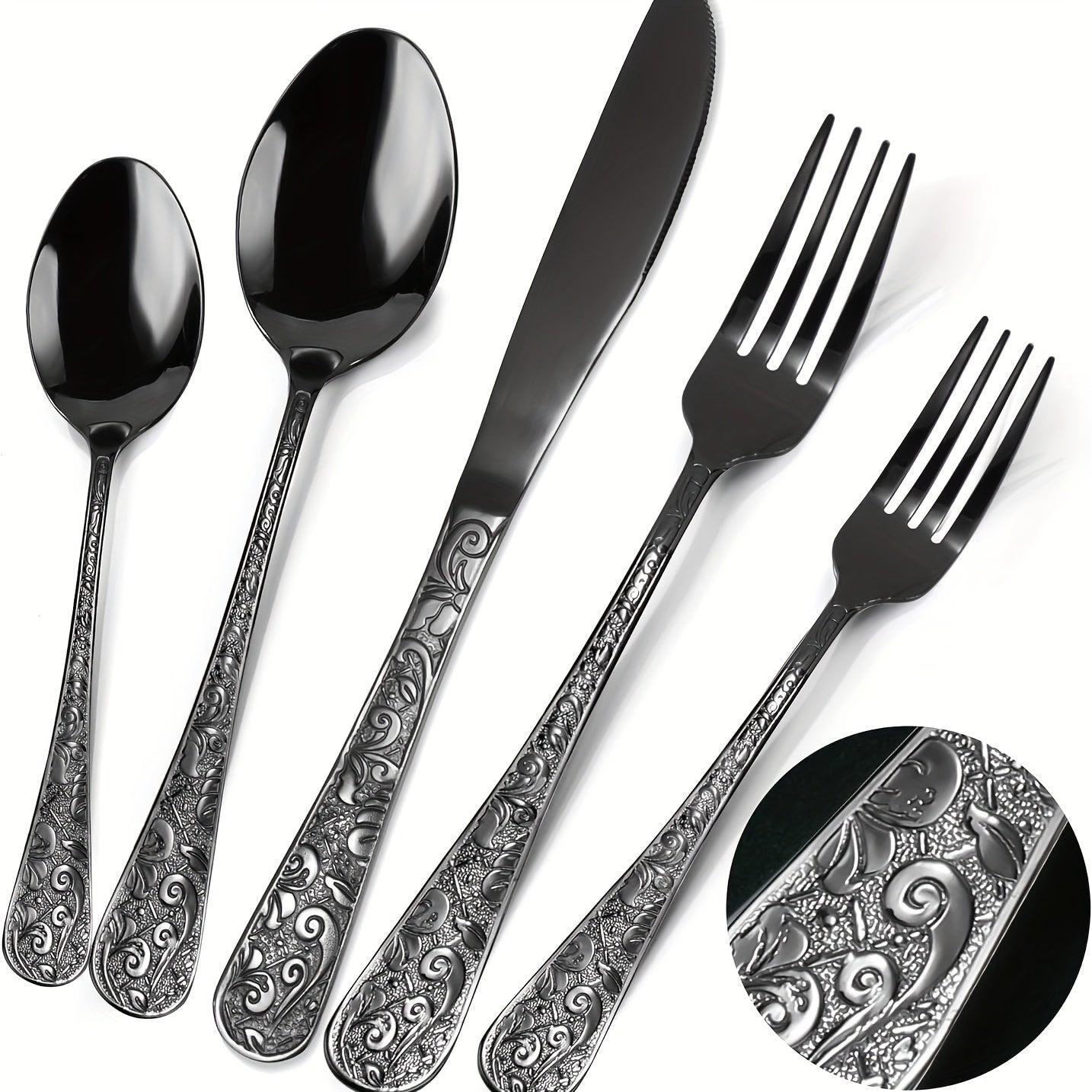40-Piece Carved Silverware Set - ATSProducts