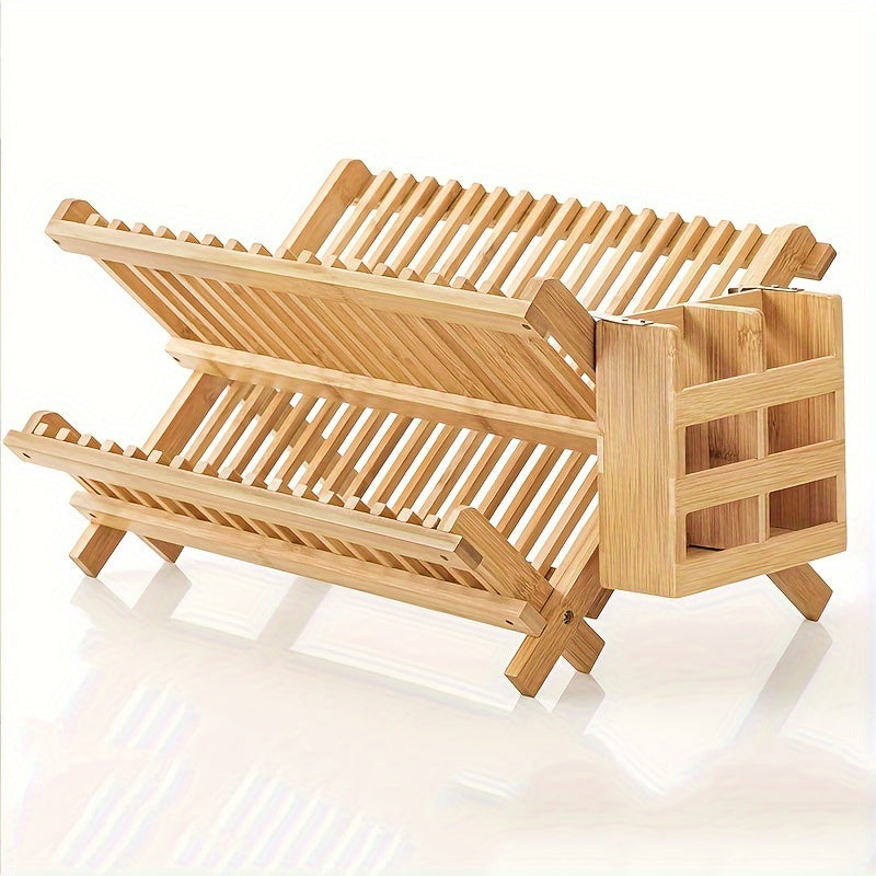 Large Bamboo Dish Rack with Utensil Holder - ATSProducts