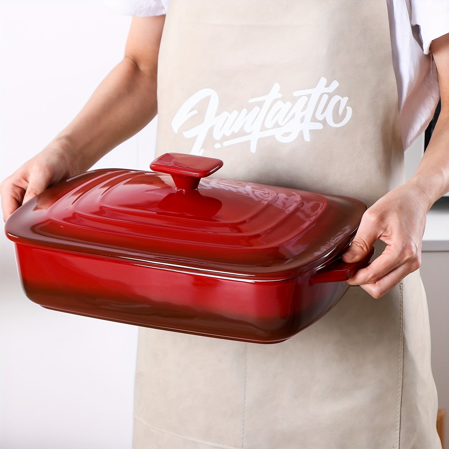 4Qt Large Ceramic Casserole Dish With Lid - ATSProducts