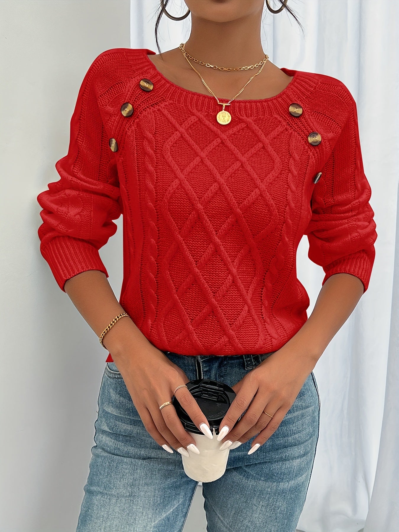 Cable Button Sweater - ATSProducts