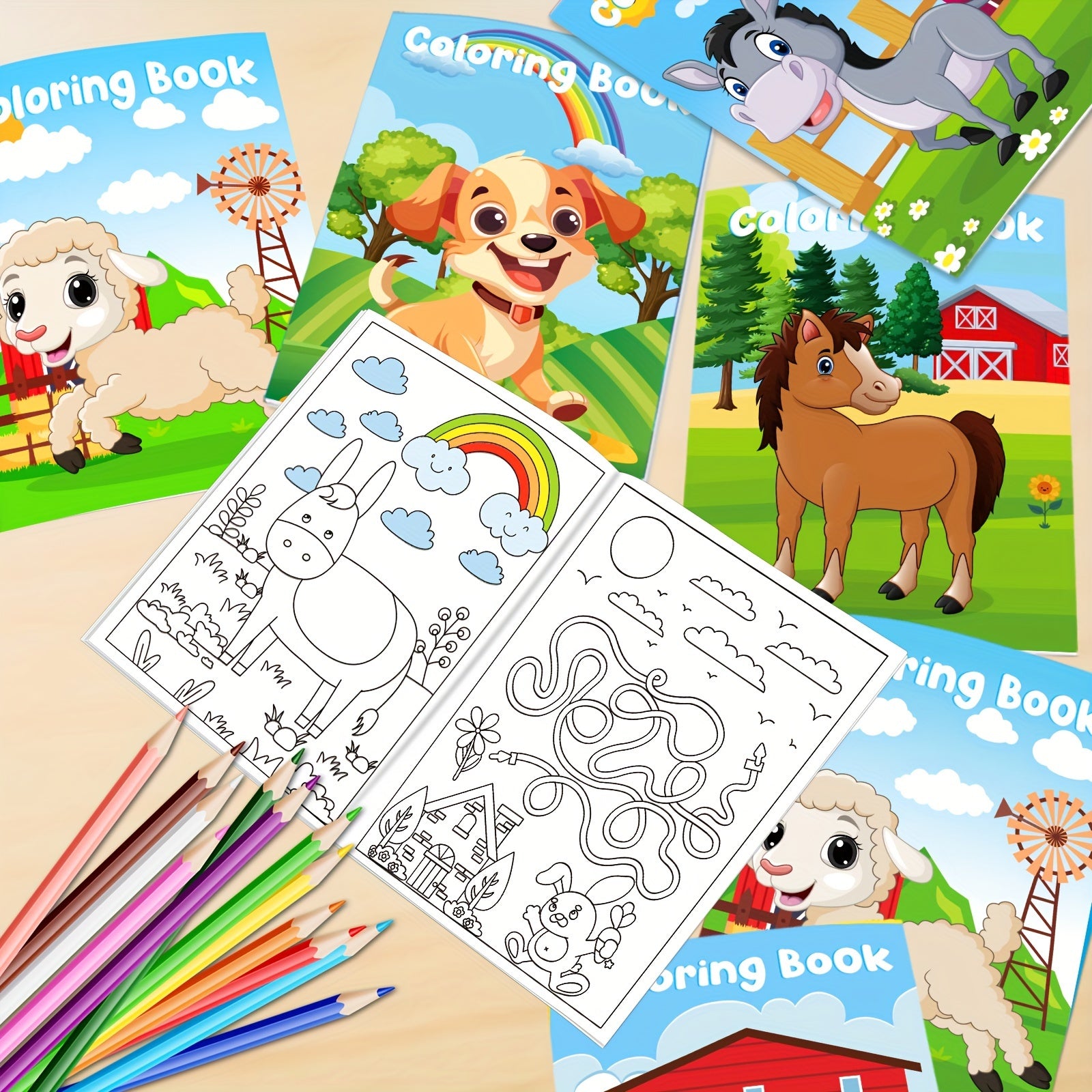 24pcs Mini Farm Animals Coloring Books - ATSProducts