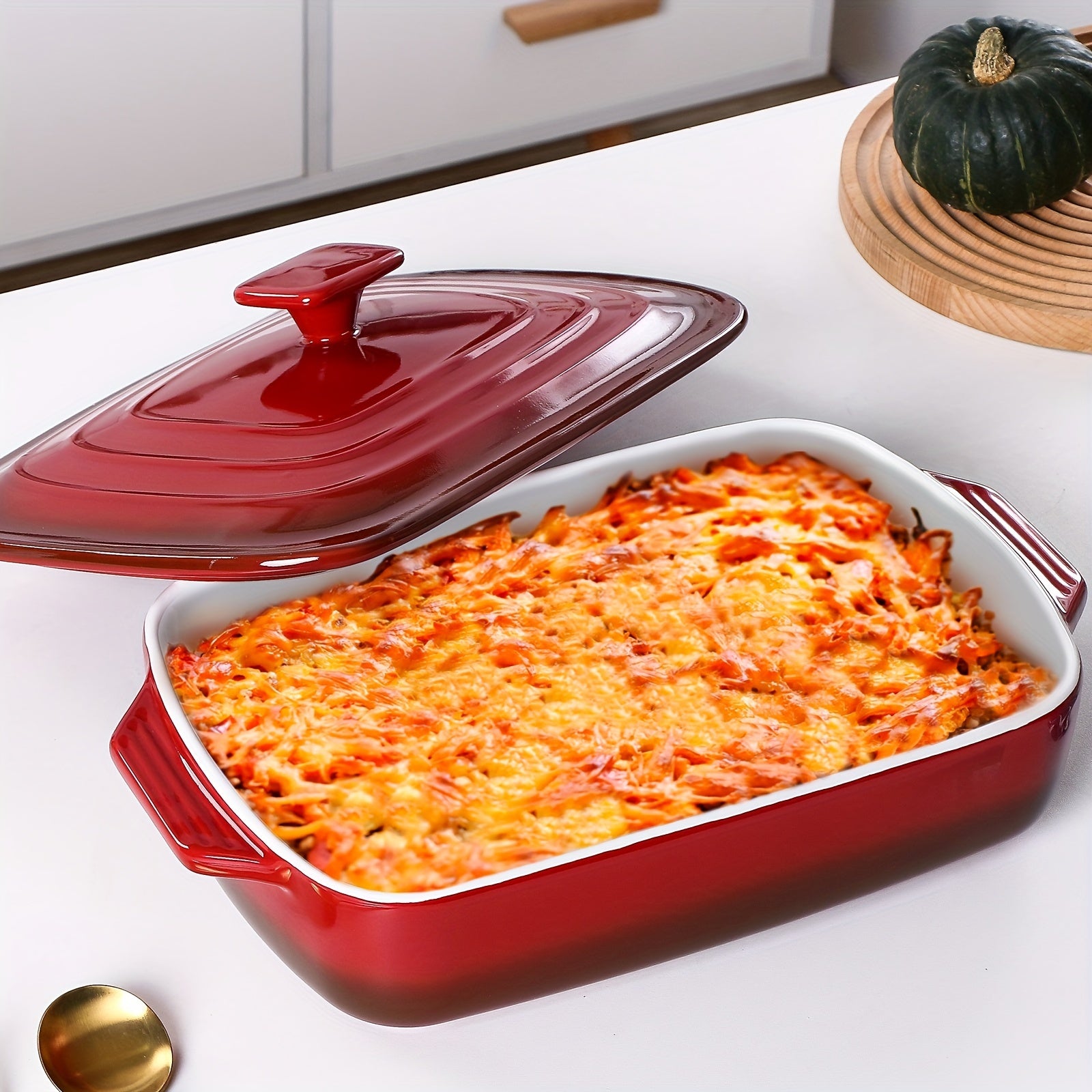 4Qt Large Ceramic Casserole Dish With Lid - ATSProducts
