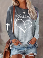 Letter & Heart Print T-shirt - ATSProducts