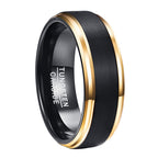 8mm Vacuum Golden Edge Black Matte Tungsten Ring - ATSProducts