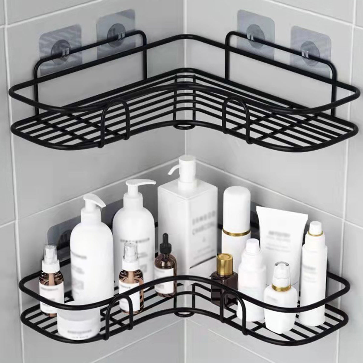 1pc Cast Iron Corner Shower Shelf - No-Drill - ATSProducts