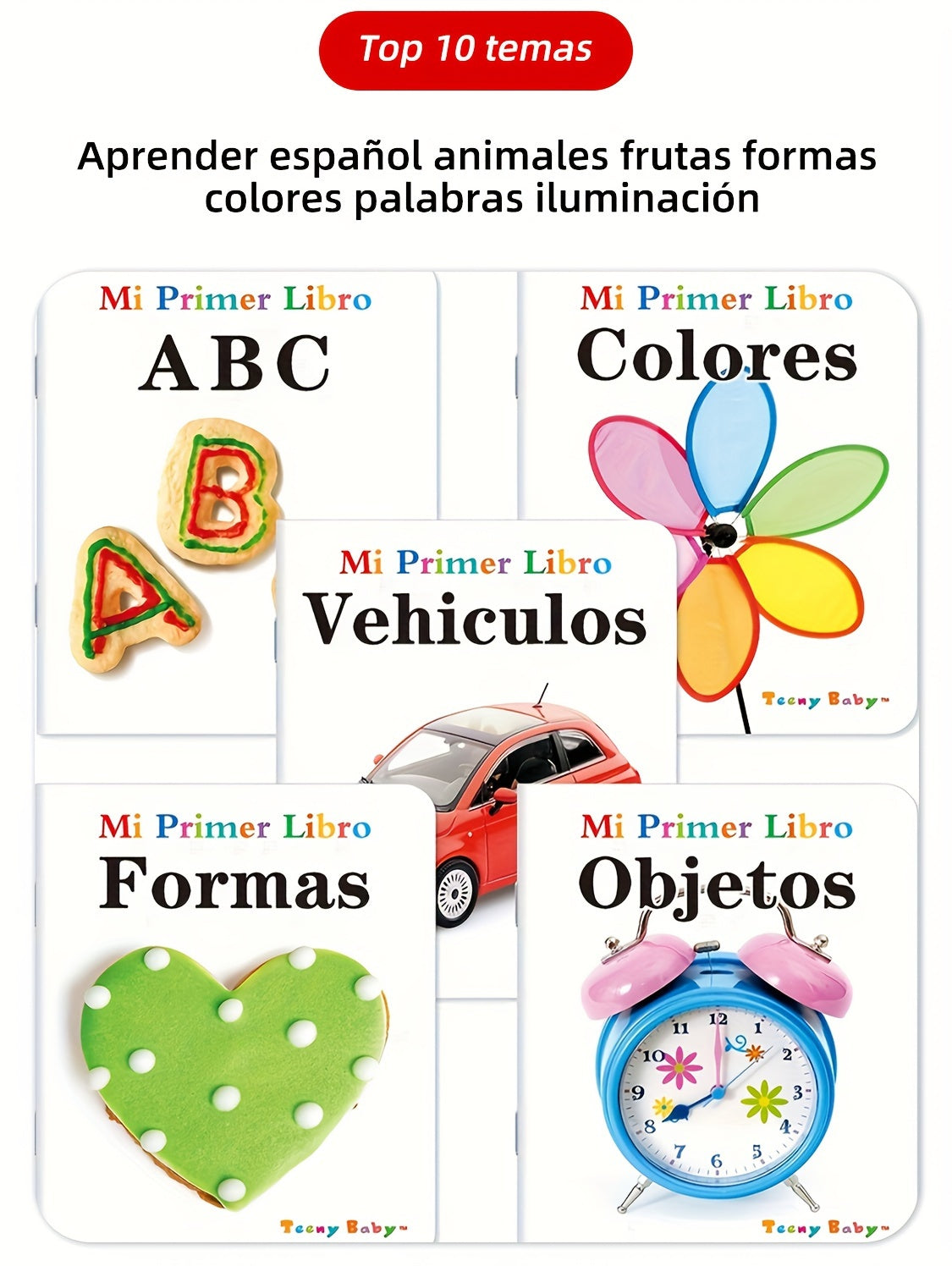 TeenyBaby Set Of 10 Spanish Language Books, My First Series Of Children's Identification Books - ATSProducts