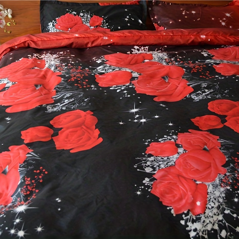 2/3pcs Red Rose Print Bedding Set - ATSProducts