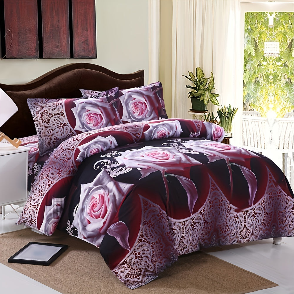 3-Piece Flower Print Duvet Cover Set - ATSProducts