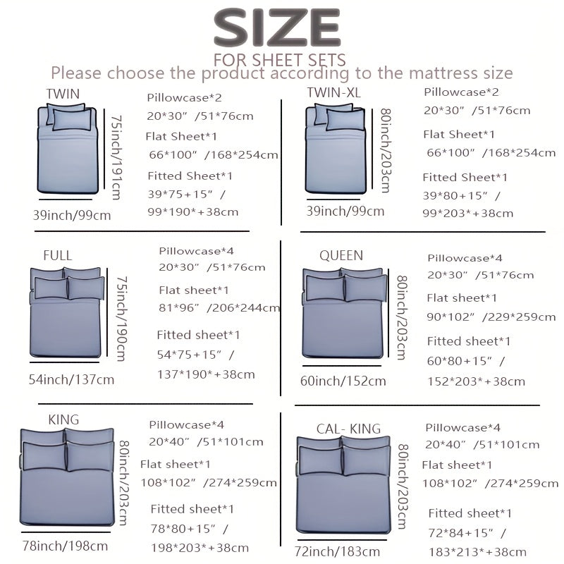 4/6pcs Luxury Cool Fitted Sheet Set - ATSProducts