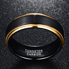 8mm Vacuum Golden Edge Black Matte Tungsten Ring - ATSProducts