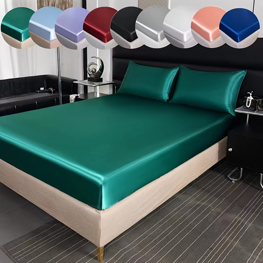 2/3pcs of satin solid color fitted sheet set - ATSProducts