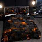 3pcs Stylish Tech-Themed Plaid Duvet Cover Set - ATSProducts