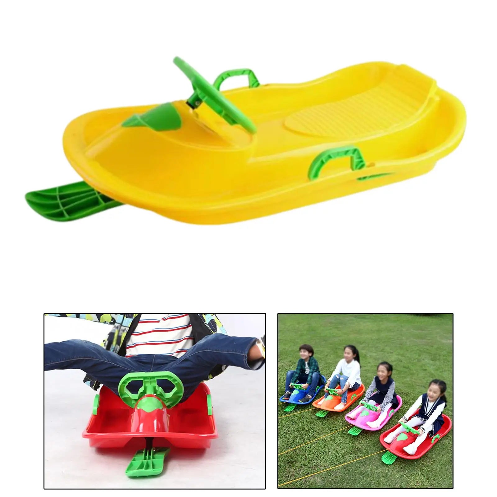 Children's Snow Sled With Steering Wheel And Brake - ATSProducts