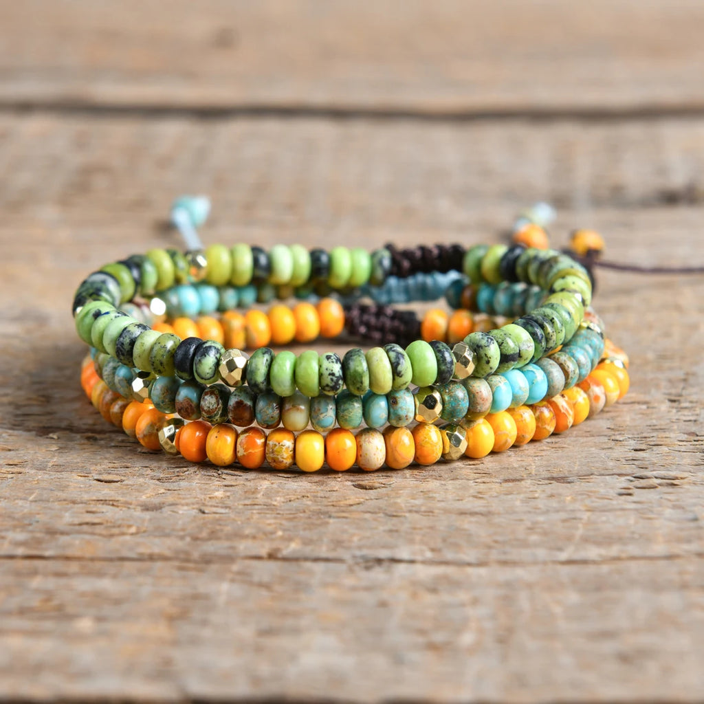 Handmade Leather Wrap Natural Stones Chakra Bracelet - ATSProducts