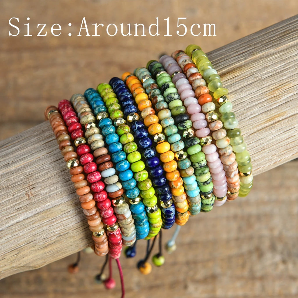 Handmade Leather Wrap Natural Stones Chakra Bracelet - ATSProducts